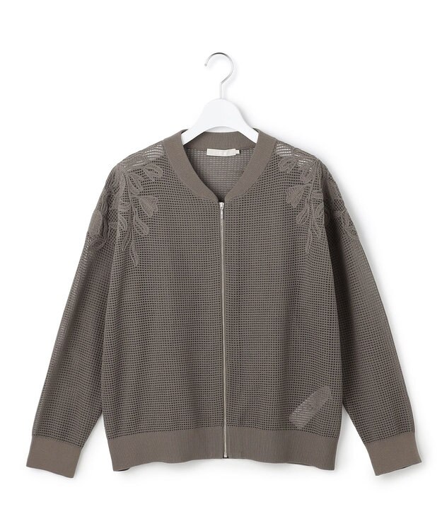 ICB L メッシュレースブルゾン スティールカーキ