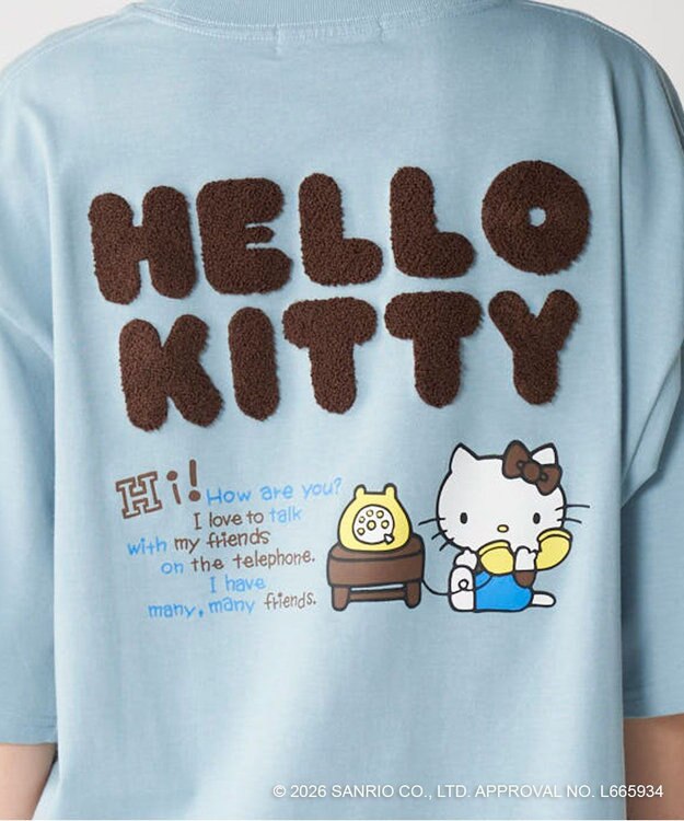 OP／FILA 【Ocean Pacific×ハローキティ】サガラ刺しゅうビッグTシャツ ブルー