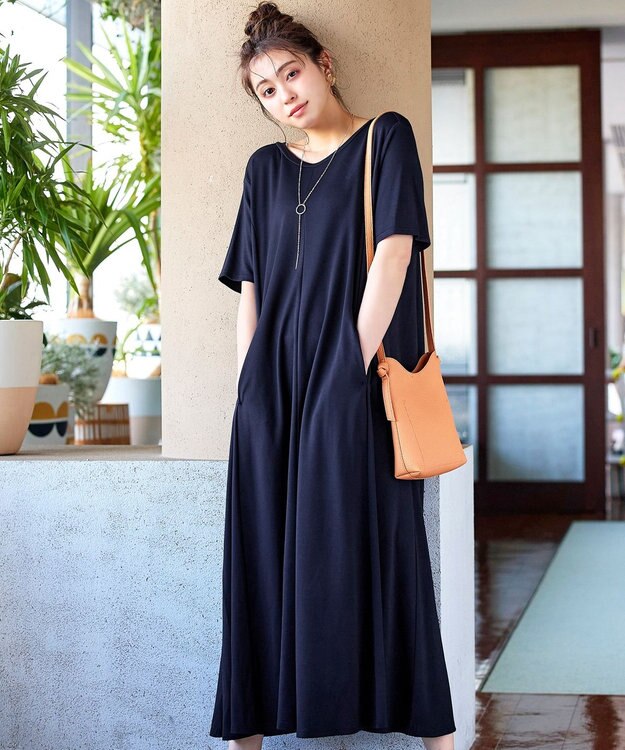 Tiaclasse 【洗える】カットソーワンピース ネイビー