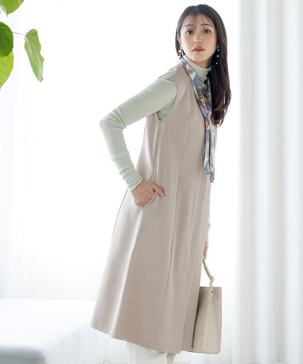 Tiaclasse 【洗える】ジレワンピース グレージュ