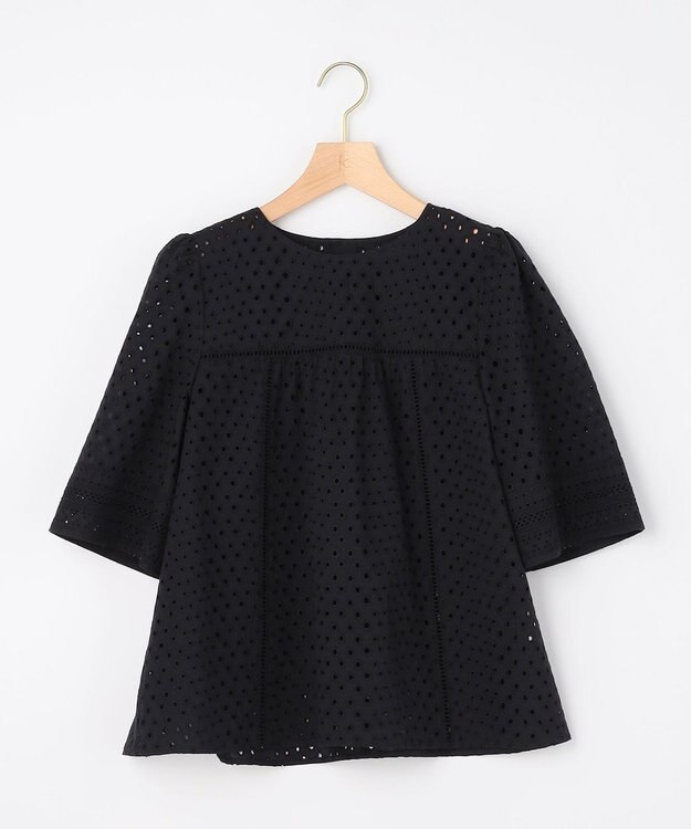 組曲 【先行予約】エンブロイダリーレース5分袖 ブラウス ブラック系