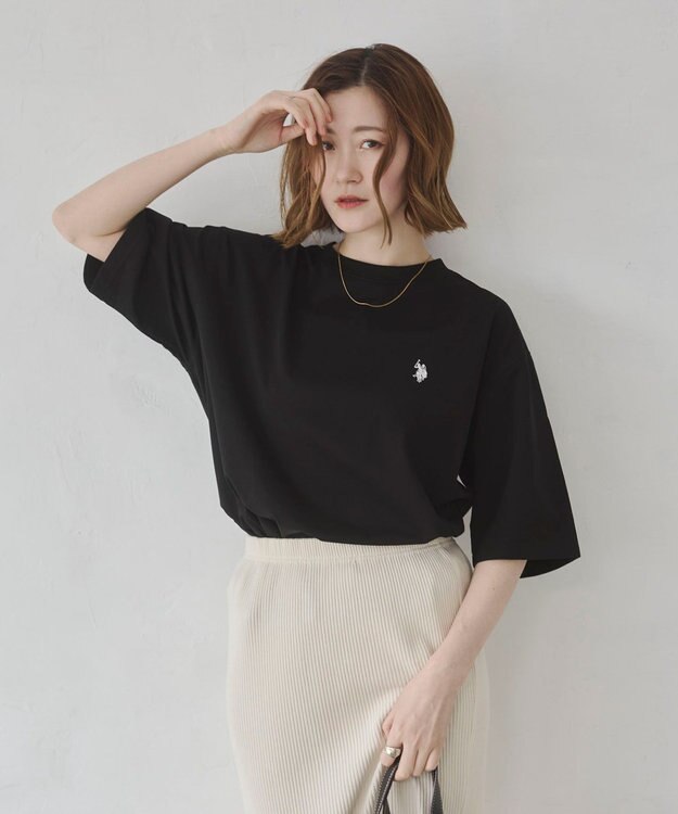 WEGO 【ユニセックス着用ITEM/MLサイズ展開】U.S. POLO ASSN.別注 接触冷感T（SS） ブラック