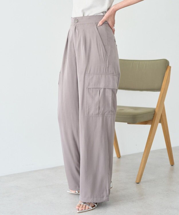 AMERICAN HOLIC サテンカーゴパンツ Gray Beige