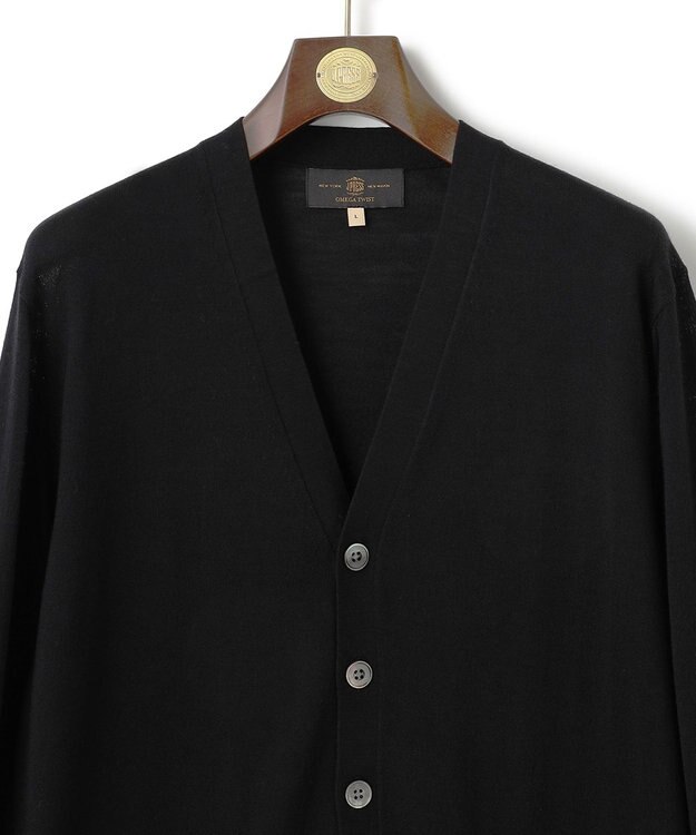 J.PRESS MEN オメガツイスト ハイゲージ ニットカーディガン ブラック系