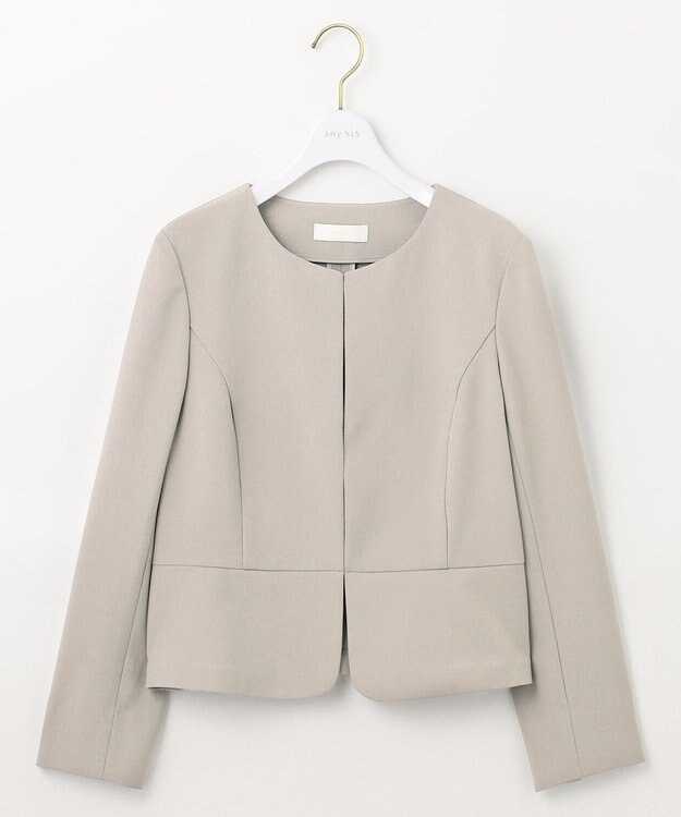 ANY SIS L 【UVカット / 接触冷感 / 吸水速乾】スマートビューティストレッチ ショートノーカラージャケット 【WEB・一部店舗限定】グレージュ