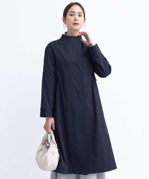 組曲 L 【WEB限定】コットンライクツイル スタンドネックコート ネイビー系
