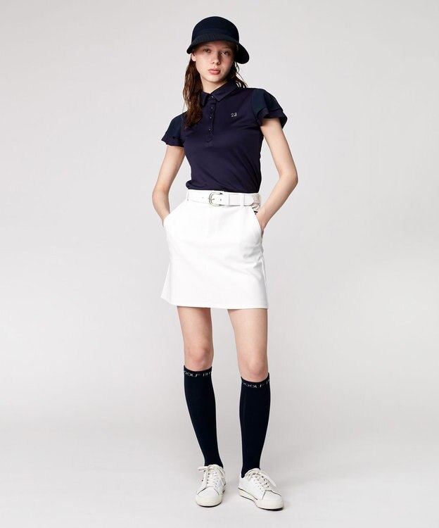 23区GOLF フェミニン＆エレガント【WOMEN】レイヤースリーブシャツ ネイビー系