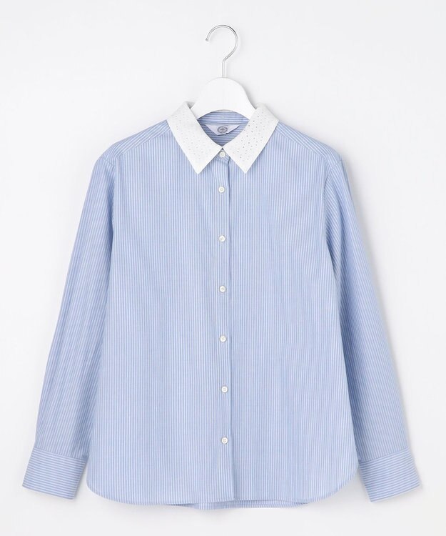 J.PRESS LADIES 【WEB限定カラーあり・2way】エステネージュ TYPEWRITER STRIPE シャツ サックスストライプ系