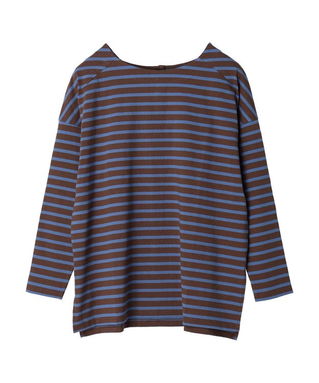 earth music&ecology バック釦ボーダーチュニック Brown