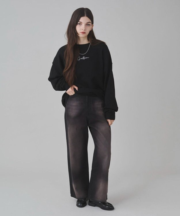 WEGO 【ユニセックス着用ITEM/SMLサイズ展開/ウエスト調整可】バギーデニムパンツ デニムブラックソノタ