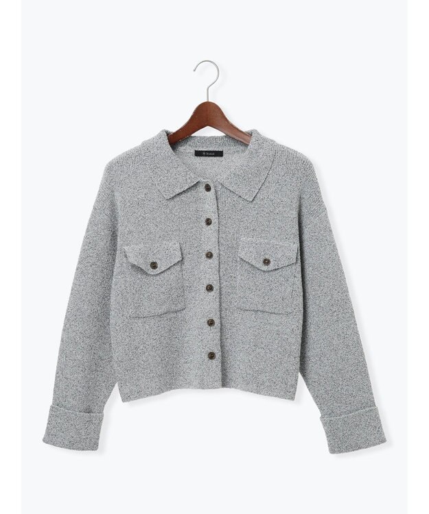 Te chichi メランジ衿ニットジャケット グレー