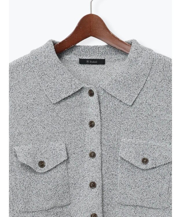 Te chichi メランジ衿ニットジャケット グレー