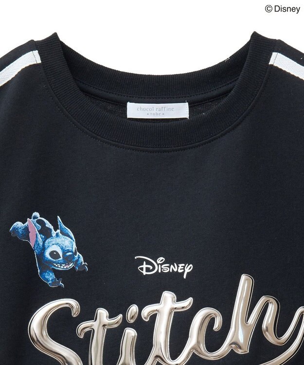 Green Parks スティッチ／メタルプリントクロップドミニ裏毛プル Black