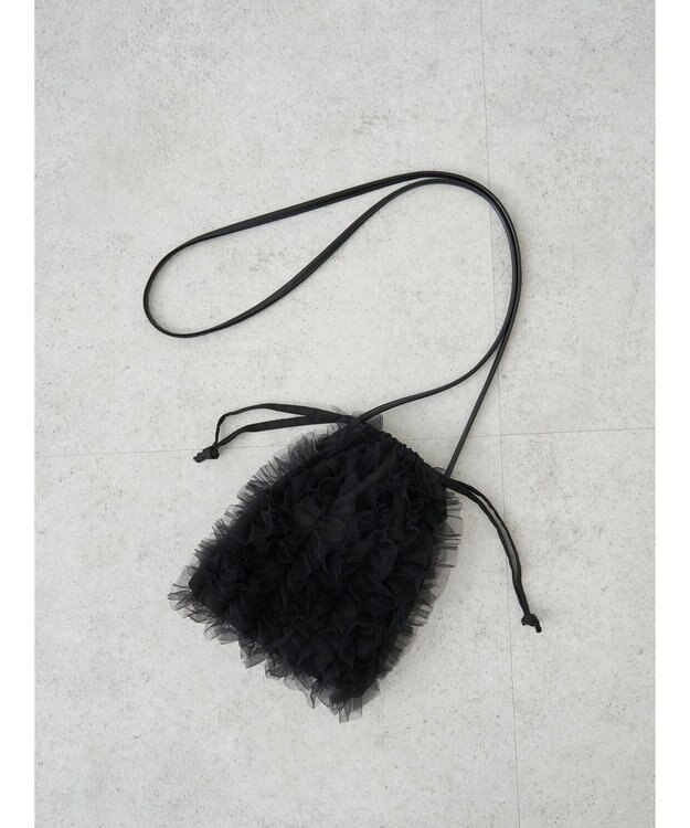 earth music&ecology チュールフリルミニショルダーバッグ Black
