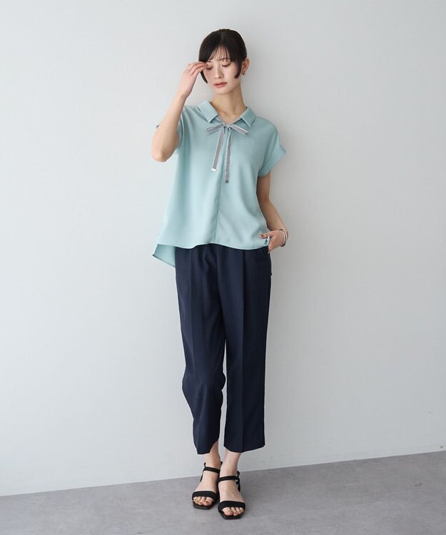 YECCA VECCA 2wayストライプリボンブラウス Mint