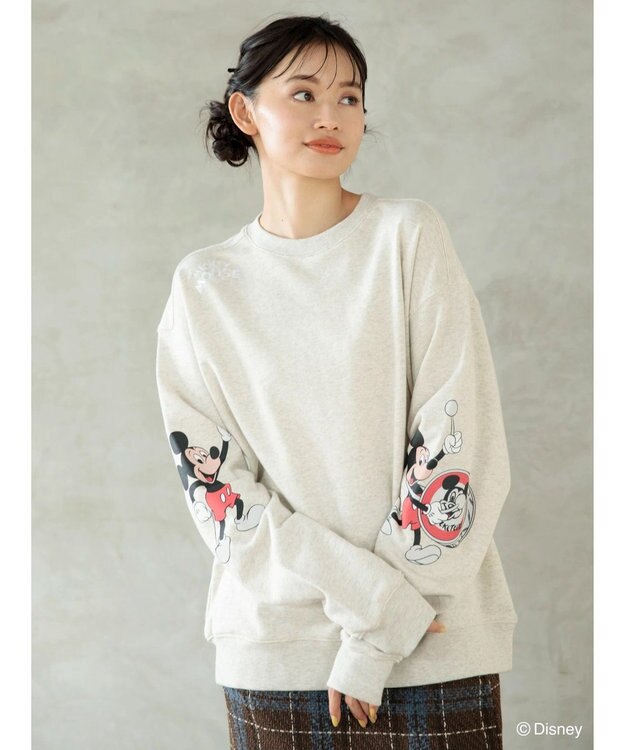 Green Parks ミッキーマウス・クラブ／袖アート裏毛プルオーバーⅡ Gray Mixture
