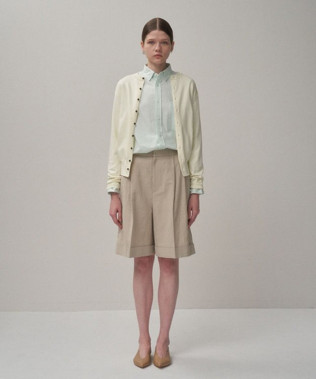 ATON FINE COMPACT COTTON | クルーネックカーディガン OFF WHITE