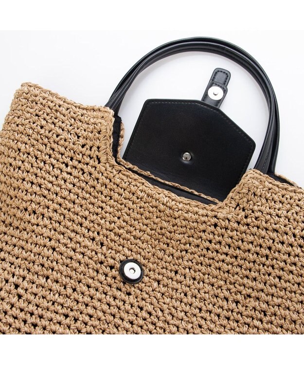 UNBILLION カシュカシュ cachecache / ベルトフラップクロッシェトート カゴバッグ ブラック