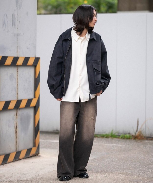 WEGO 【ユニセックス着用ITEM/MLサイズ展開】フライトジャケット ブラック中濃色