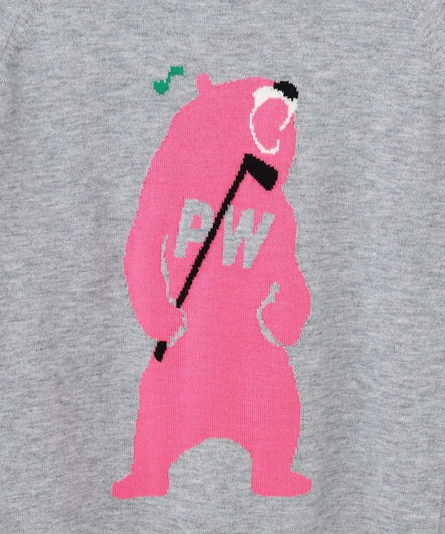 PW CIRCULUS 【WOMEN】【洗える】ベアスタンドモチーフ ラグランスリーブ クルーネック ニット ライトグレー系