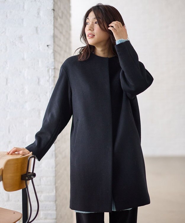 ANY 【防風裏地】カシミヤブレンドコート ブラック