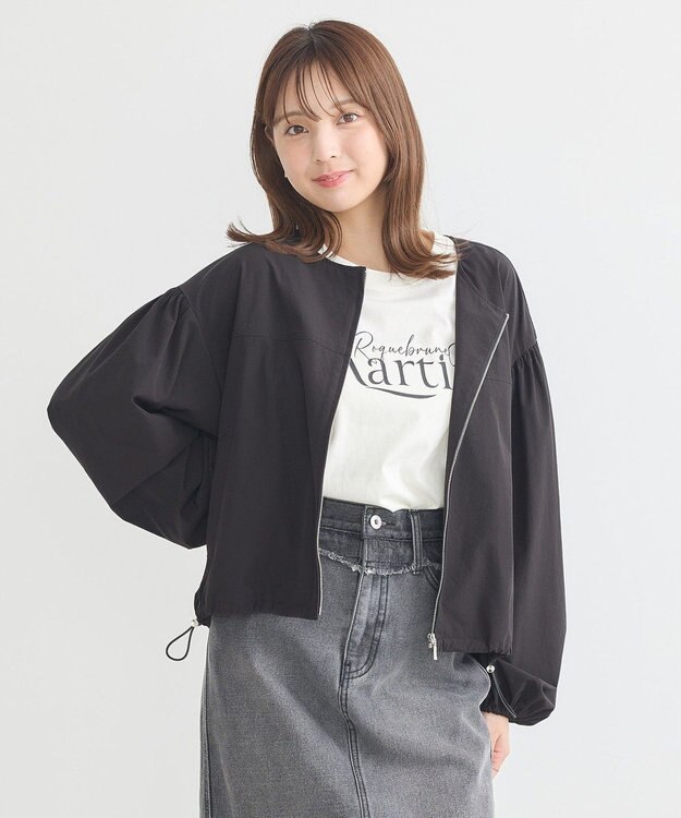 earth music&ecology ノーカラーボリュームブルゾン Black