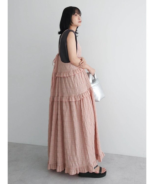 Green Parks ・Ｐｅｔｉｔ　Ｆｌｅｕｒ　チェックティアードキャミワンピ Pink