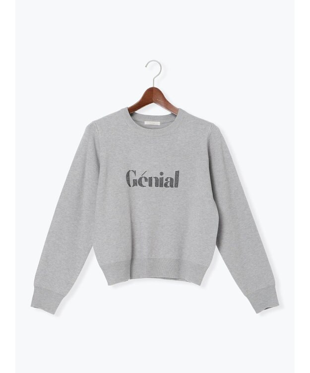 Te chichi ラインストーンレタードニットプルオーバー グレー