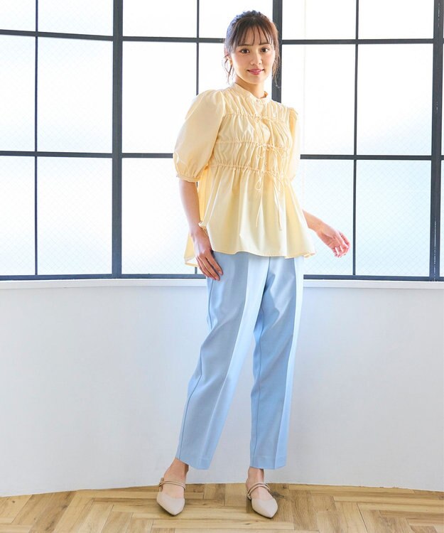 Feroux 美シルエットカラーテーパード パンツ スカイブルー系