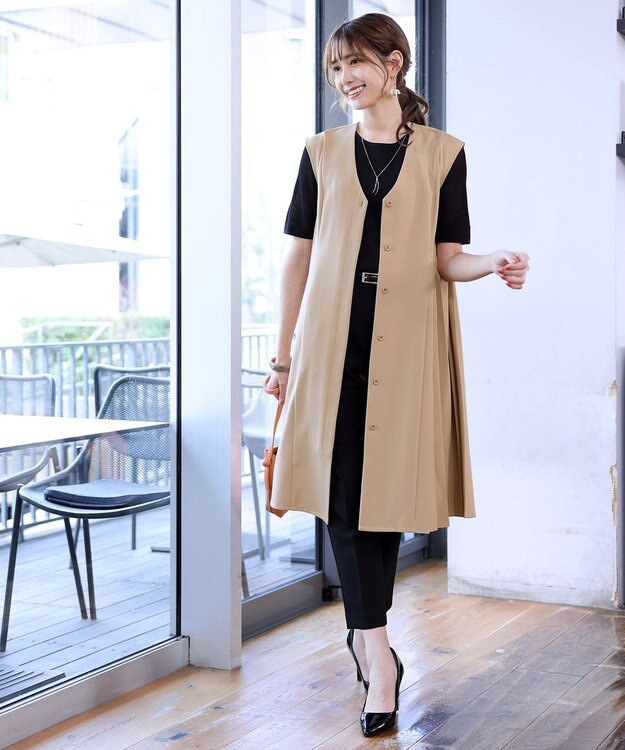 Tiaclasse 【洗える】ジレワンピース ベージュ