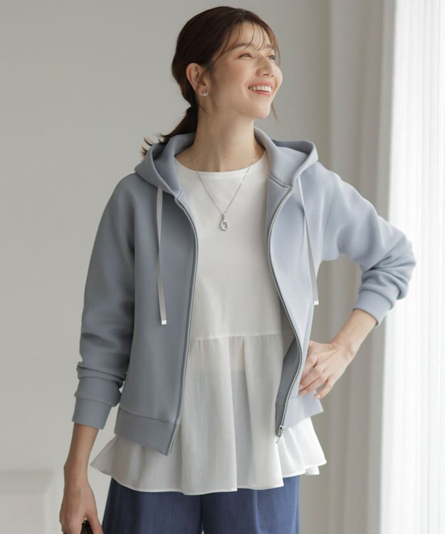 J.PRESS LADIES S ダンボールジャージー パーカー ブルーグレー系