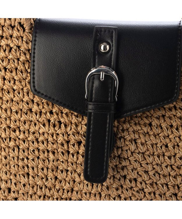 UNBILLION カシュカシュ cachecache / ベルトフラップクロッシェトート カゴバッグ ブラック