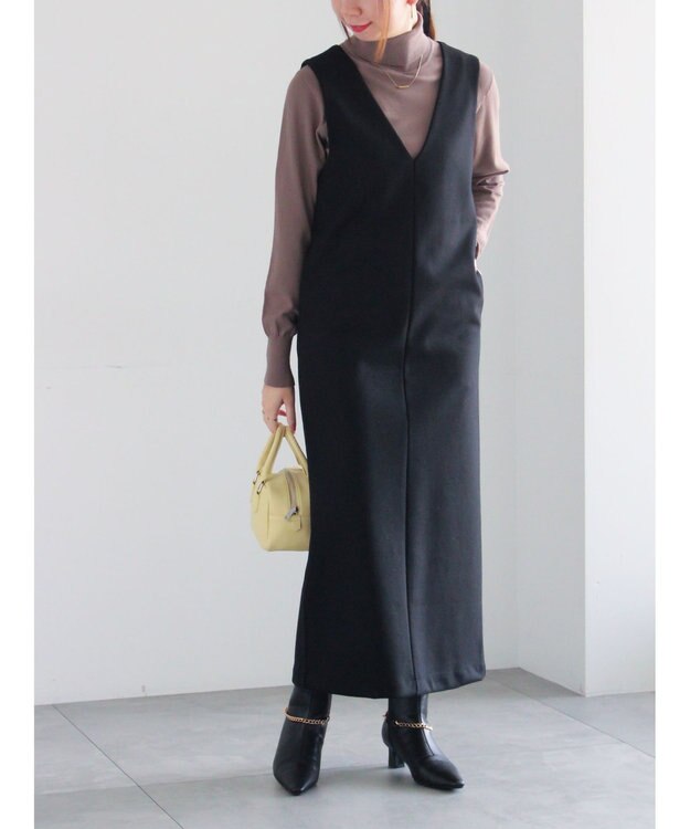 Te chichi ウール混ジャージージャンパースカート ブラック