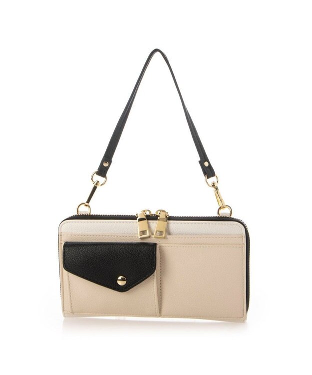 UNBILLION カシュカシュ cachecache / リールキー付きウォレットショルダーバッグ アイボリーミックス