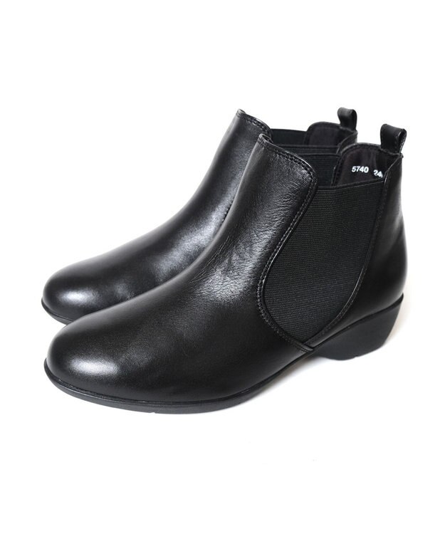 Pointer 本革 両ゴム サイドゴアショートブーツ ブラック