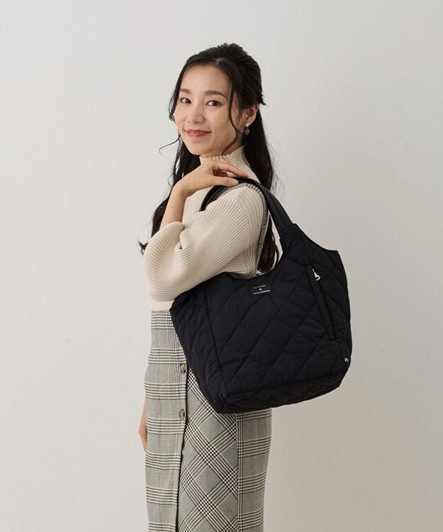 ROOTOTE 1331【仕切り+自立+撥水】LT.ラウンド.パルーティ.キルト-C 01：ブラック