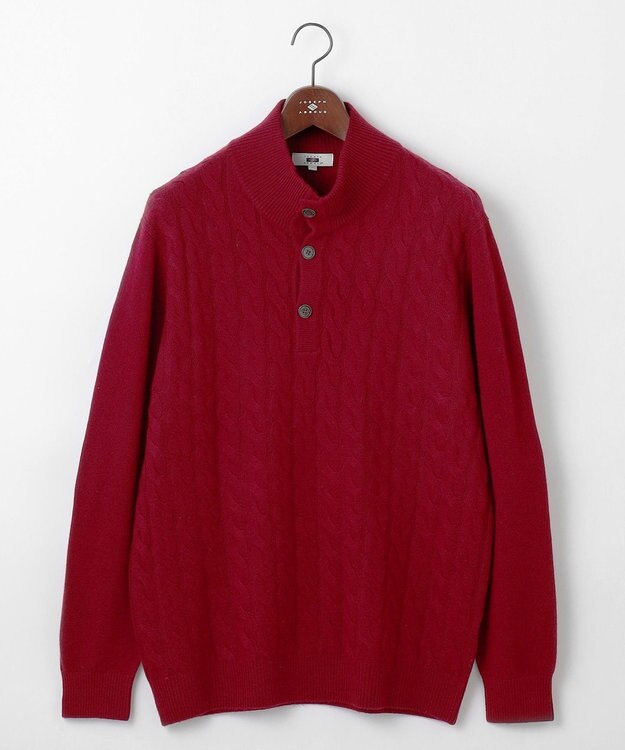 JOSEPH ABBOUD 【キングサイズ・カシミヤ混/洗える】カシミヤブレンド ハイネック プルオーバー ニット レッド系