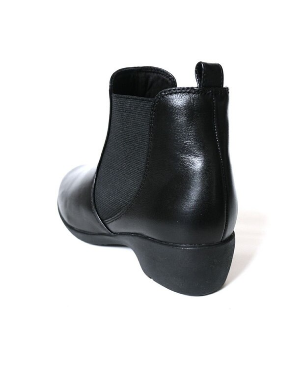 Pointer 本革 両ゴム サイドゴアショートブーツ ブラック