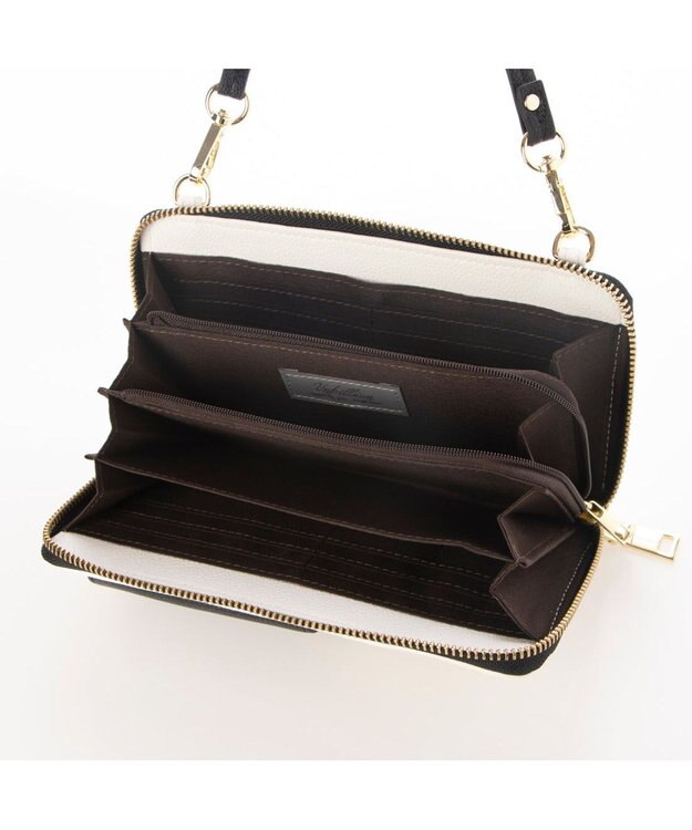 UNBILLION カシュカシュ cachecache / リールキー付きウォレットショルダーバッグ アイボリーミックス