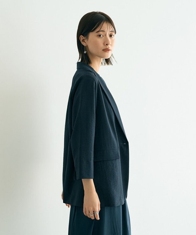 YECCA VECCA リネンライクジャケット② Navy
