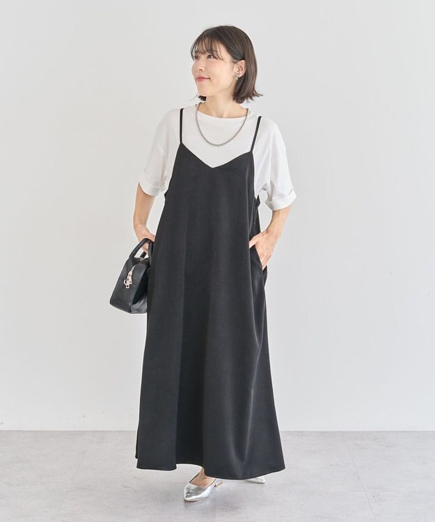 Green Parks 前後２ＷＡＹサテンキャミワンピース Black