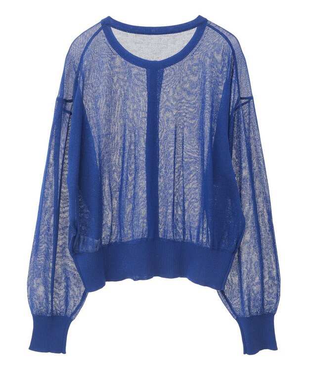 earth music&ecology 接触冷感シアークルーニットカーディガン Blue