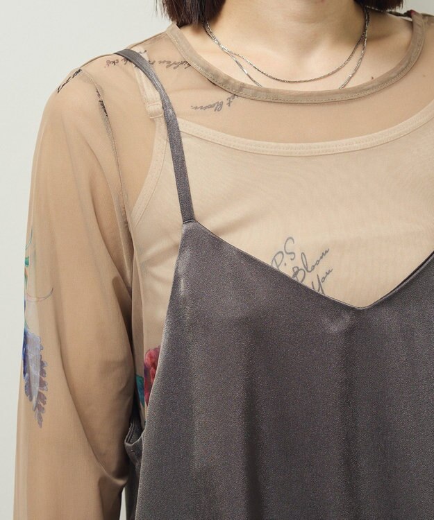 Green Parks 前後２ＷＡＹサテンキャミワンピース Gray