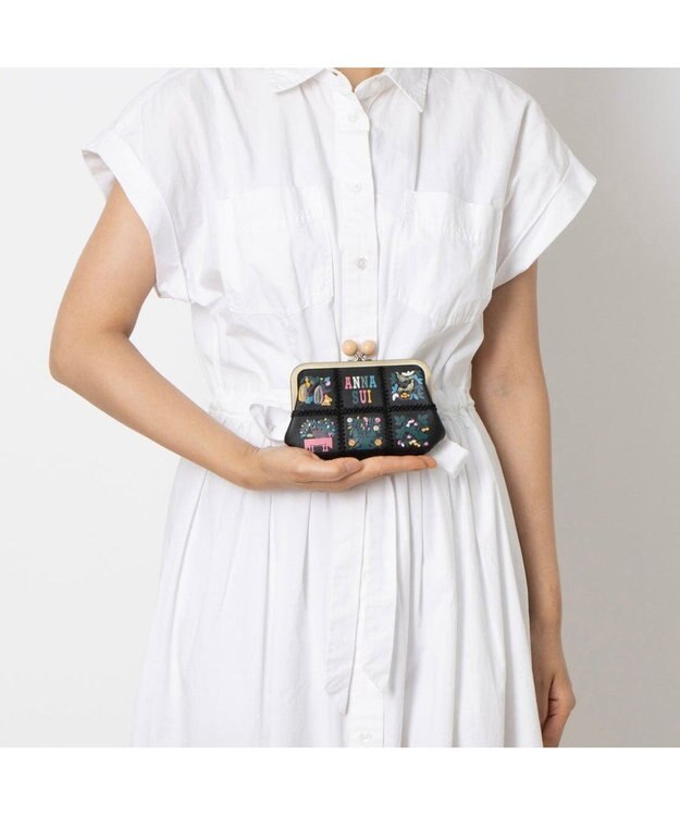 ANNA SUI ブルーム 口金ミニ財布 クロ