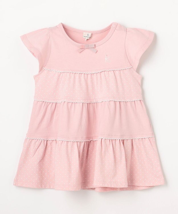 組曲 KIDS 【80-100㎝】 ドットティアードチュニック ピンク