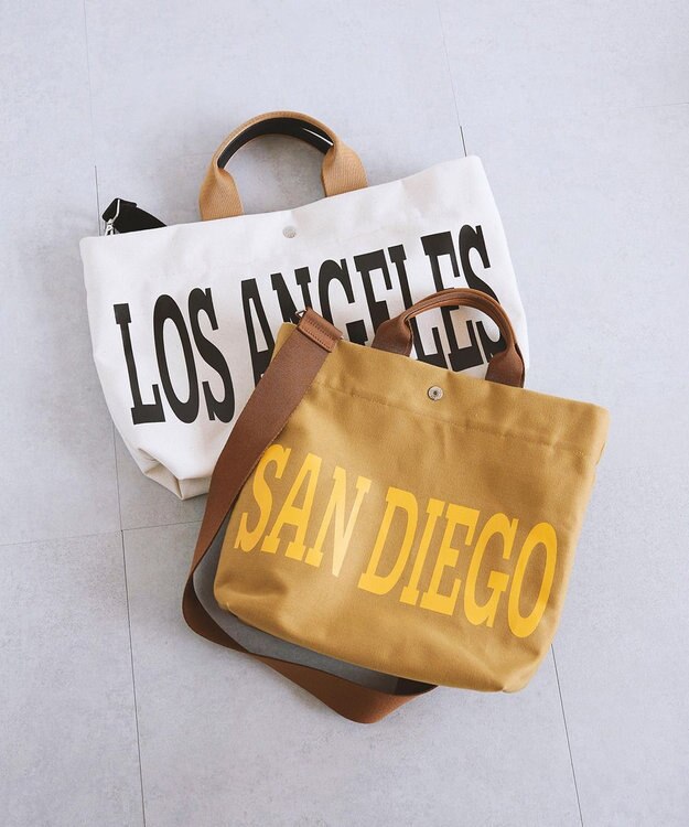 TOPKAPI 【Breath TOPKAPI】シティ プリント キャンバス スクエアトートバッグ / ショルダー付き ブラウン