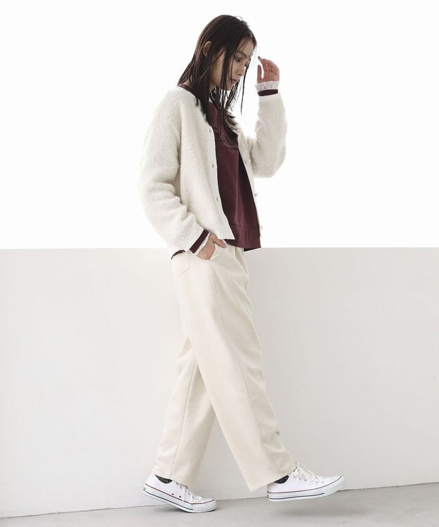 Green Parks ループ編み金釦ニットカーディガン Ecru