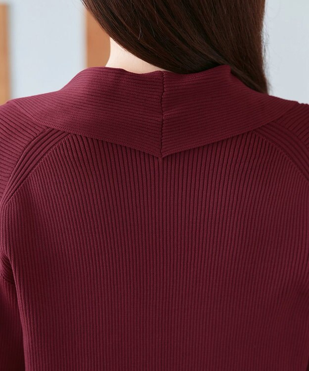 Tiaclasse 【洗える】リブ編み着流しカーディガン ボルドー