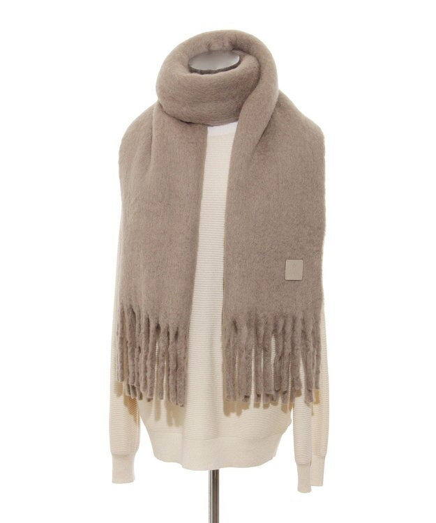 MOONBAT 【WEB限定】FURLA ウール混シャギー無地マフラー/幅40cm モカブラウン