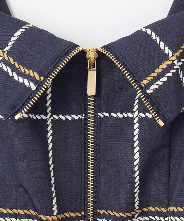 GRACE CONTINENTAL ロープチェックワンピース ネイビー